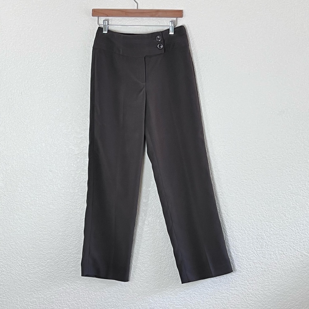 Larry Levine | 6 petite brown stretch trousers straight leg pants size 6P